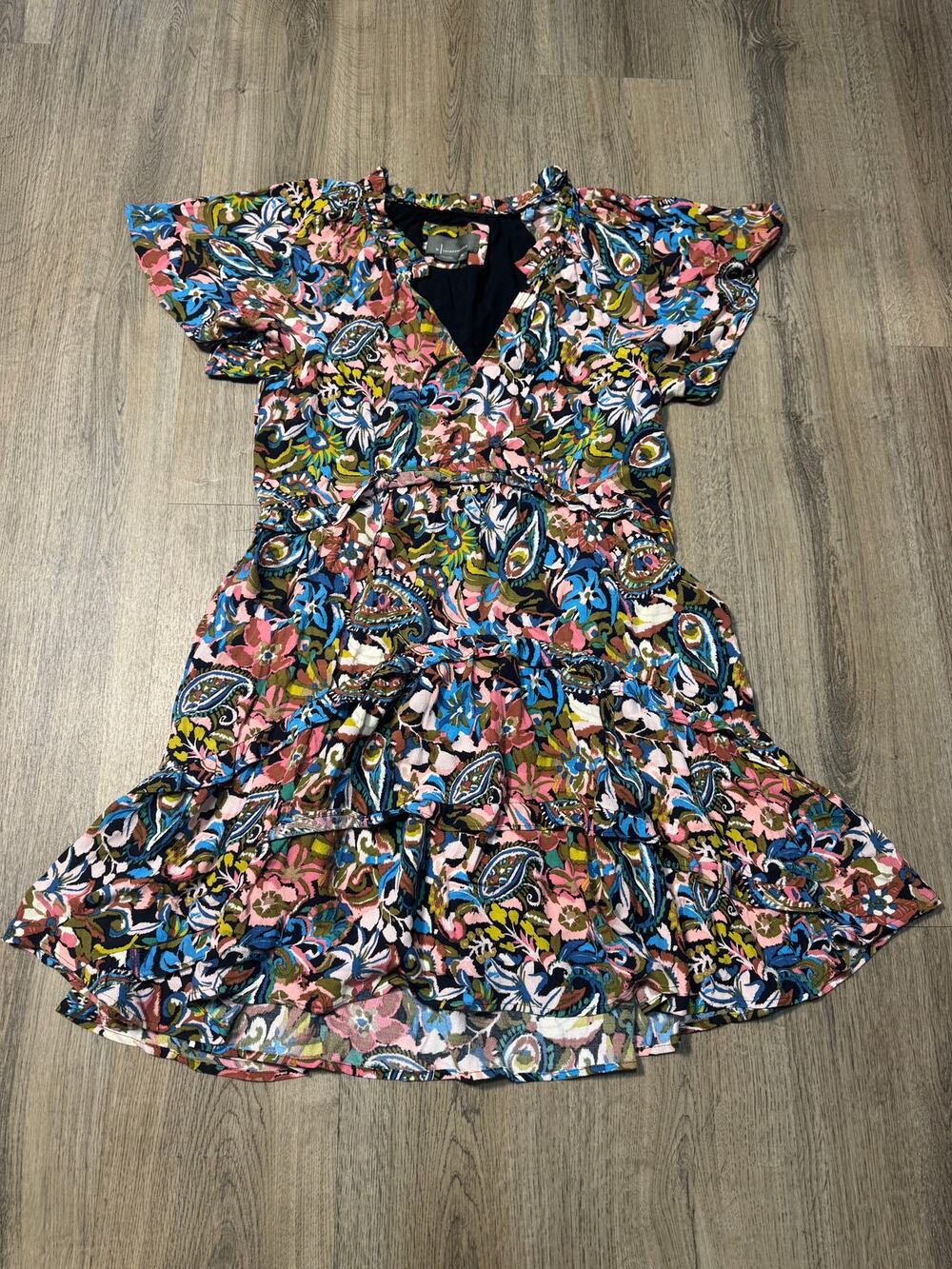 Anthropologie Women's Mulitcolor Floral Paisley Tiered Dress